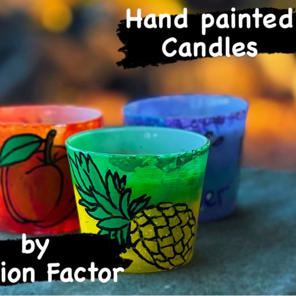 Hand painted Candles handmadee by Passion Factor
